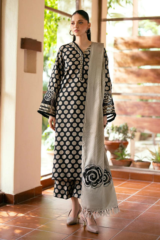 3- Piece Lawn Embroidered Dress With Lawn Dupatta