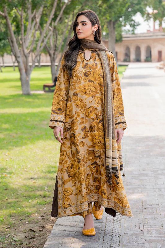 3- Piece Lawn Embroidered Dress With Lawn Dupatta