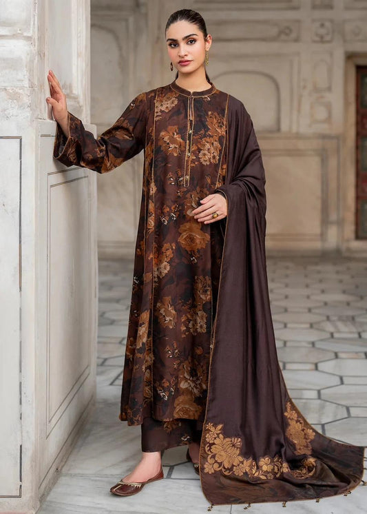 3- Piece Lawn Embroidered Dress With Lawn Dupatta