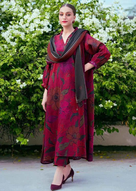 3- Piece Lawn Embroidered Dress With Lawn Dupatta