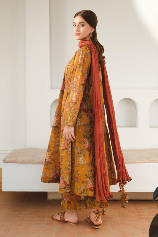 3- Piece Lawn Embroidered Dress With Lawn Dupatta